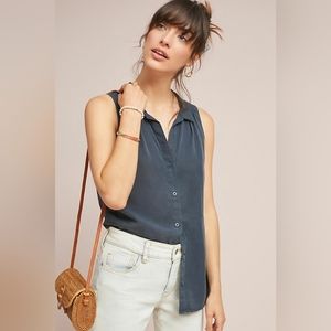 Anthropologie Cloth & Stone Navy Sleeveless Blouse Size Small